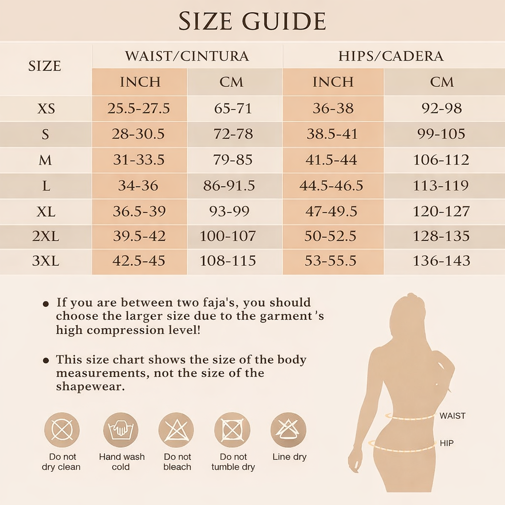 QualisPrime® Tummy Control Full Body Shapewear Butt Lifter Bodysuit with Zipper Crotch size chart