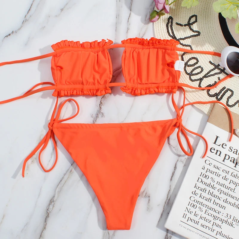 Amara Lilac – Pleated Bandeau Bikini