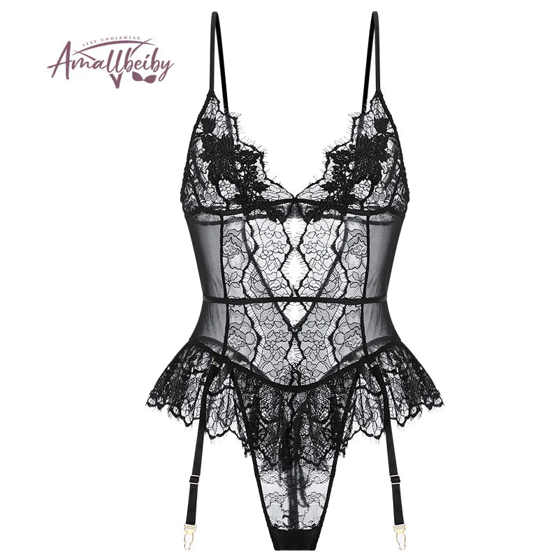 Passion Black Lace Corset Bustier Overbust Lingerie