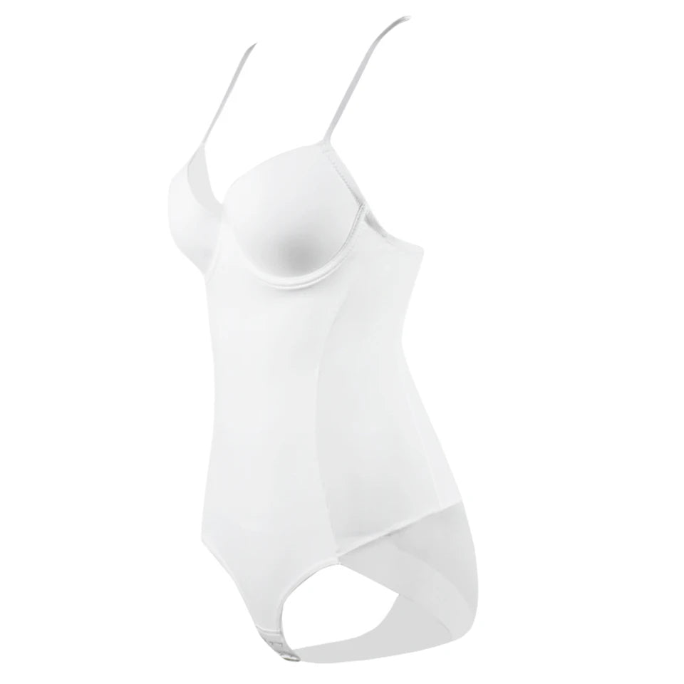 Women's White Underwire Bodysuit – Stretch Silky Shapewear