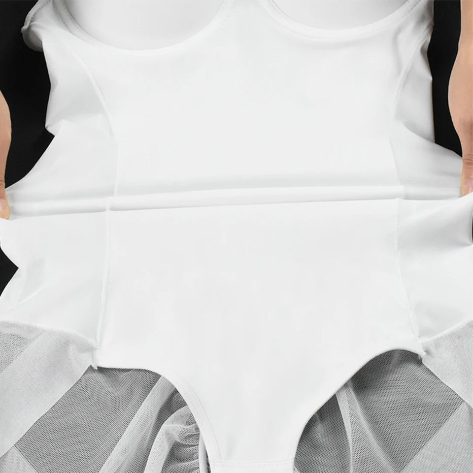 Women's White Underwire Bodysuit – Stretch Silky Shapewear