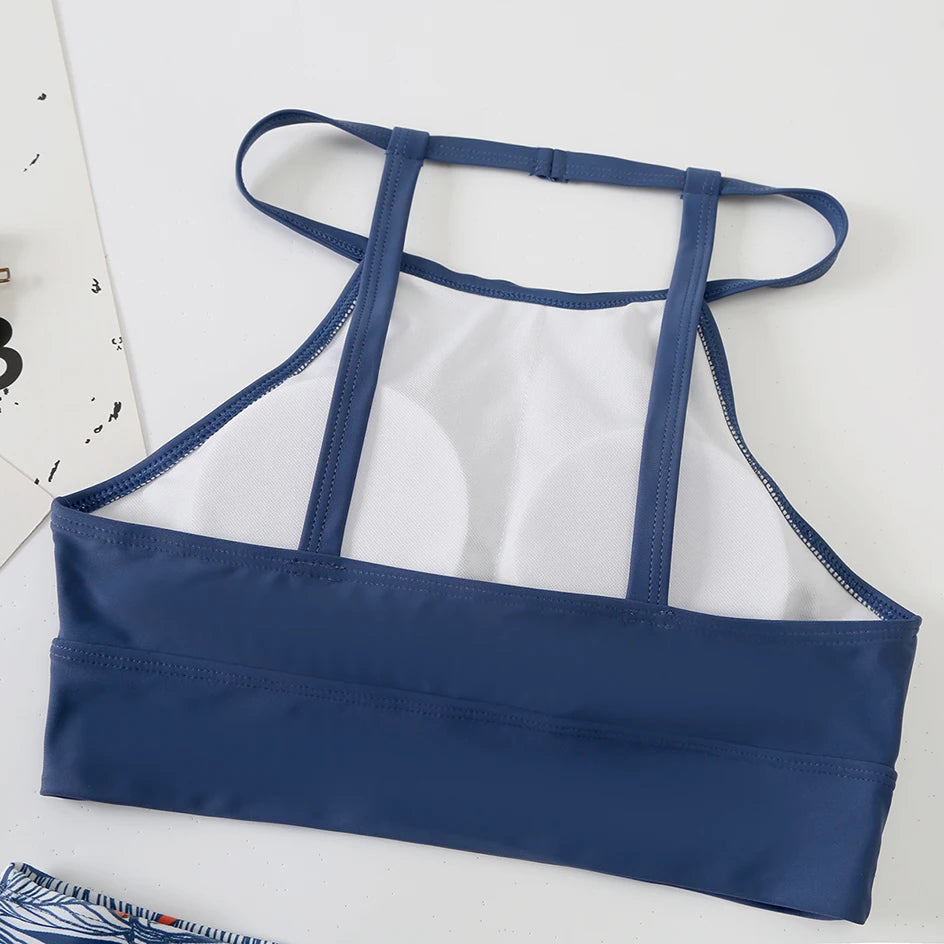 Sexy Bikini 2025 Woman High Neck Swimsuit Female Two Pieces Swimwear Women High Waist Bikinis Set Beach Wear for Bathing Suit