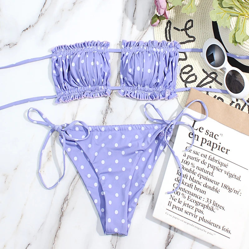 Amara Lilac – Pleated Bandeau Bikini