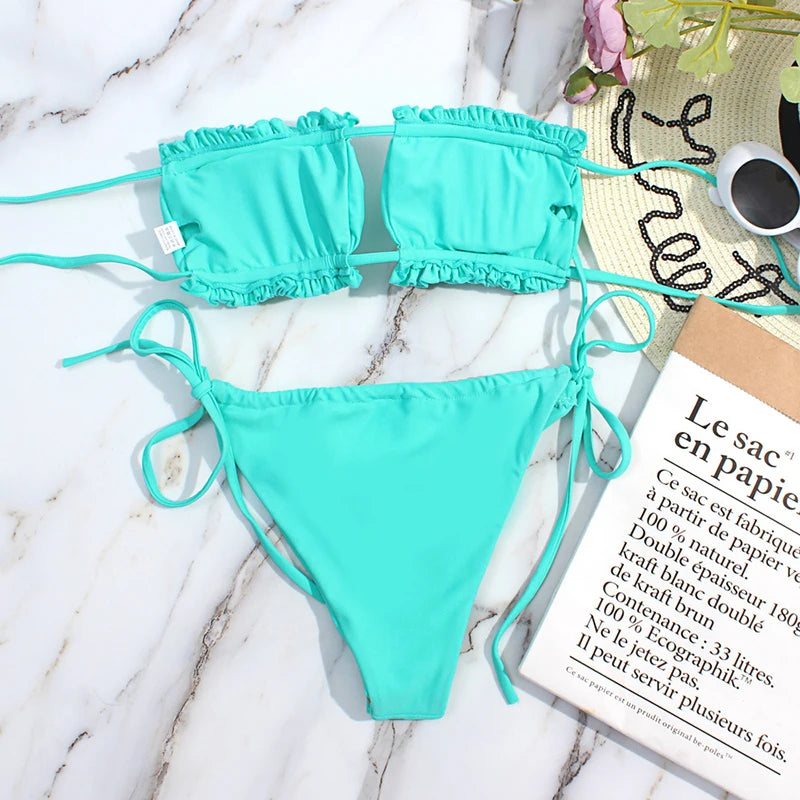 Amara Lilac – Pleated Bandeau Bikini