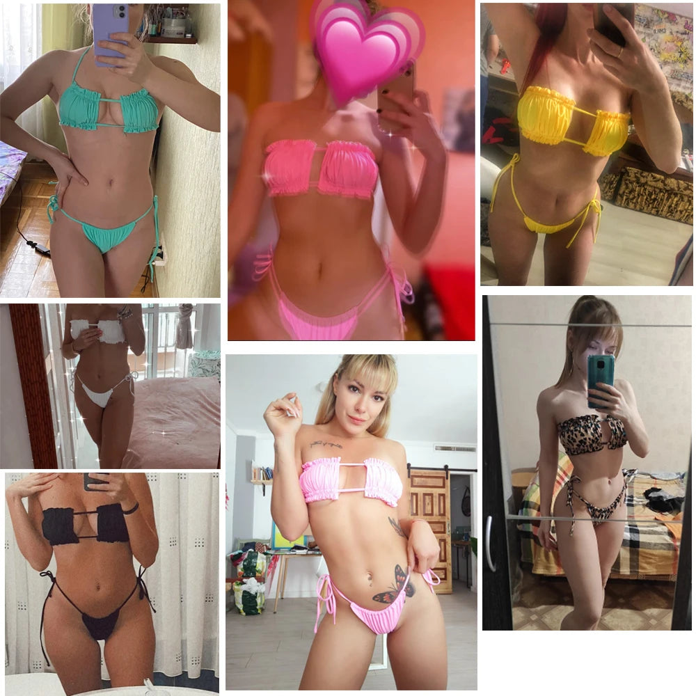 Amara Lilac – Pleated Bandeau Bikini