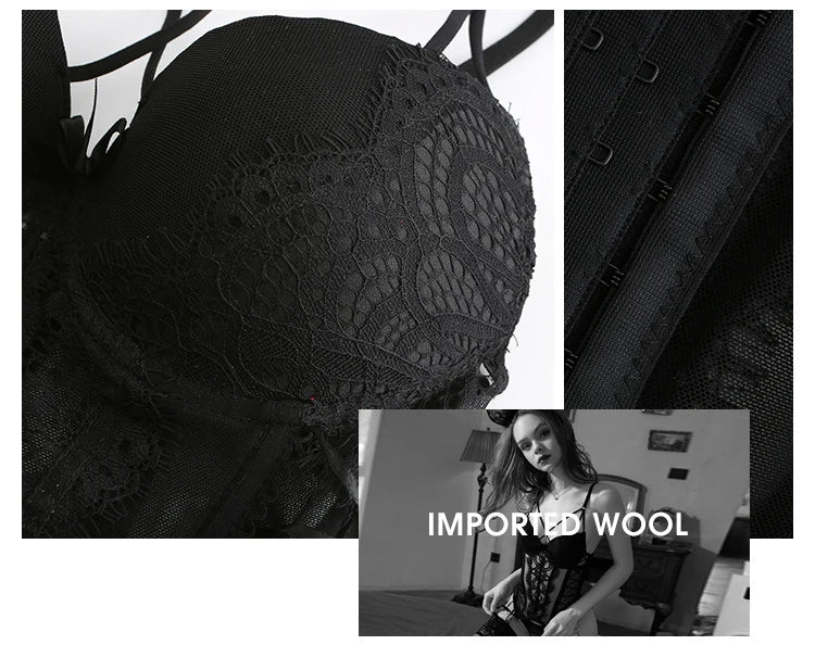 Elastic Corset Bustier Sleepwear Lace Up Overbust Lingerie