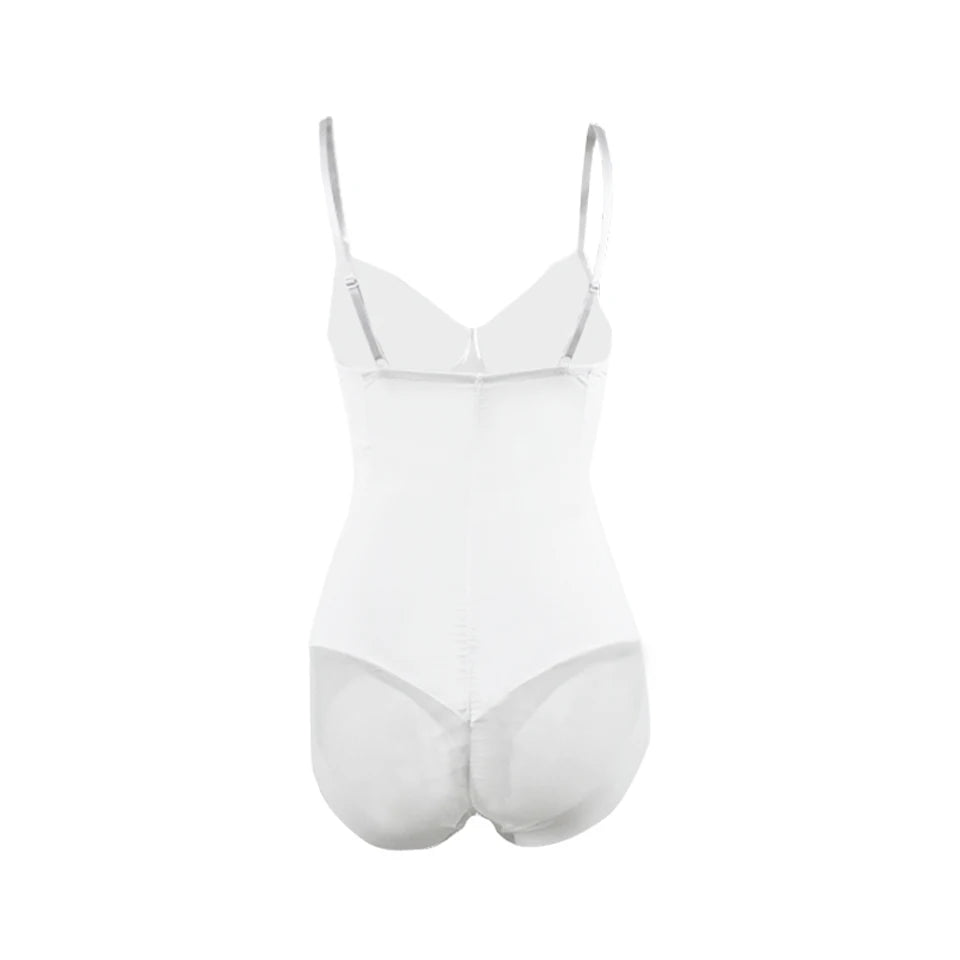 Women's White Underwire Bodysuit – Stretch Silky Shapewear