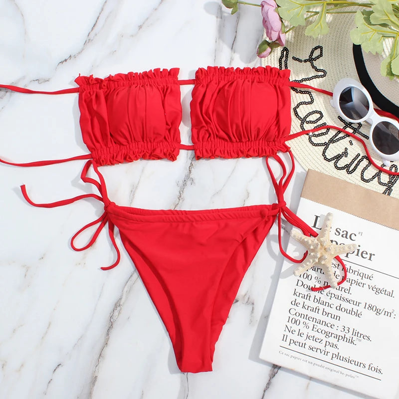 Amara Lilac – Pleated Bandeau Bikini