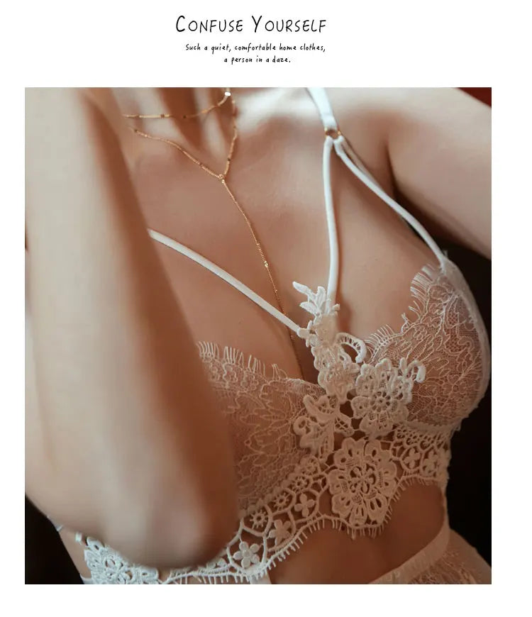 Lace Sheer Mini Lingerie Set – Sexy 2-Piece Nightdress