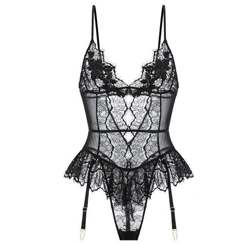 Passion Black Lace Corset Bustier Overbust Lingerie