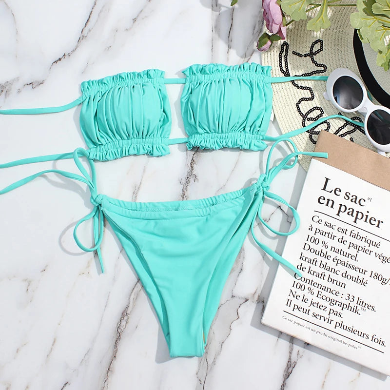 Amara Lilac – Pleated Bandeau Bikini