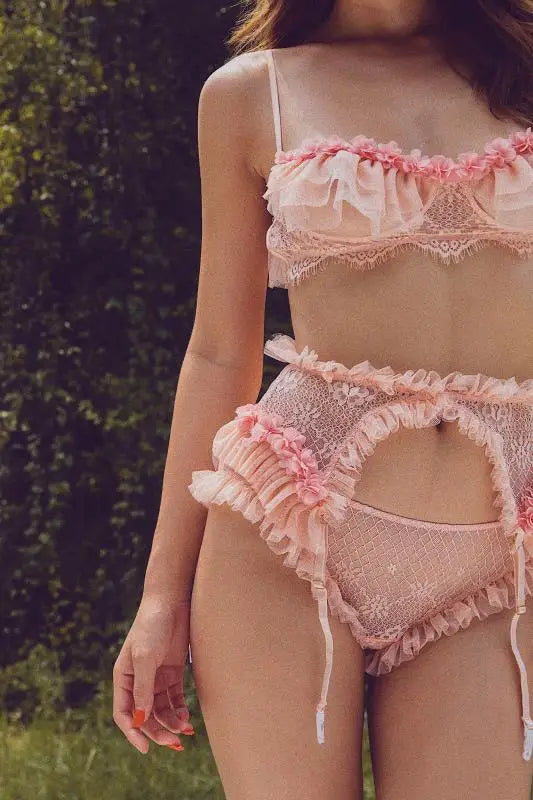 Pink Lace Ruffle Bra & Panty Lolita Lingerie Set