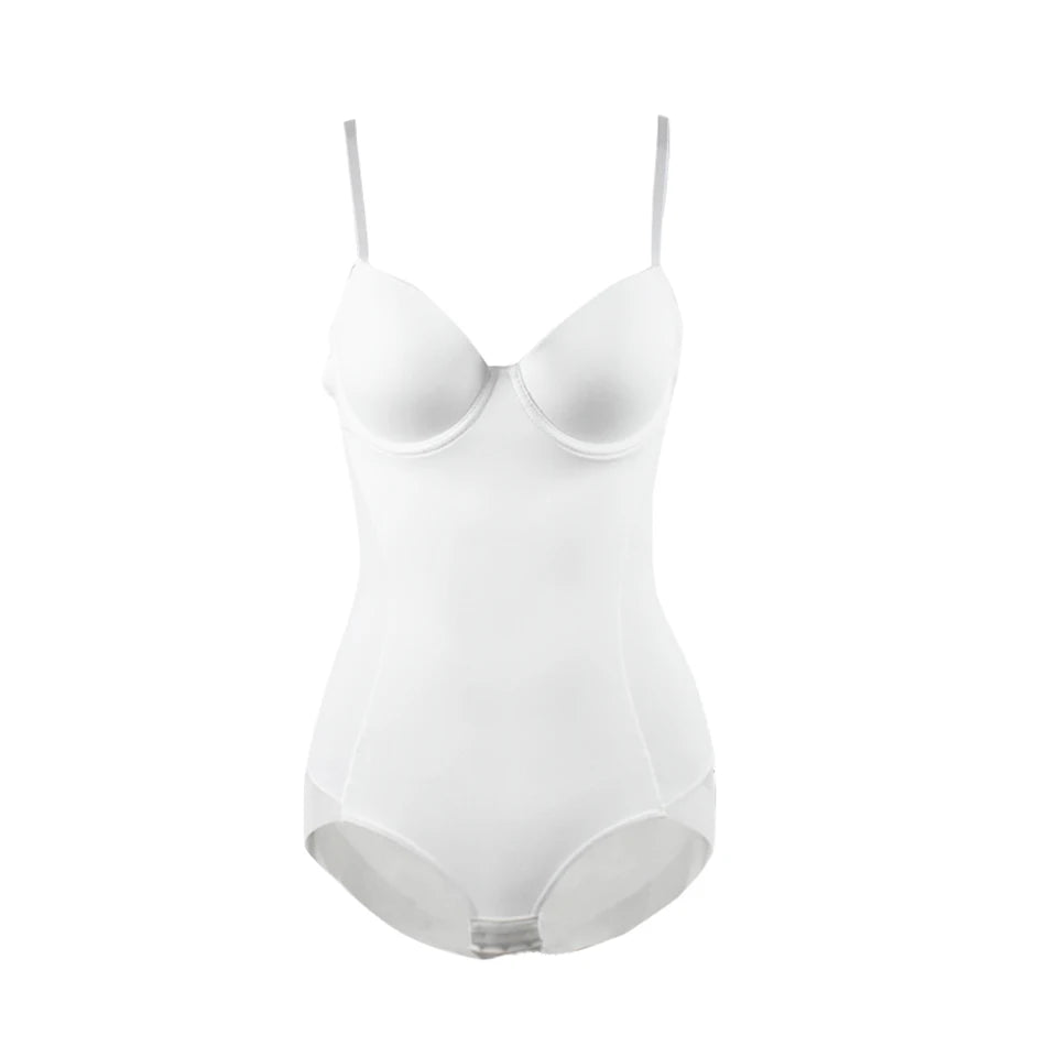 Women's White Underwire Bodysuit – Stretch Silky Shapewear