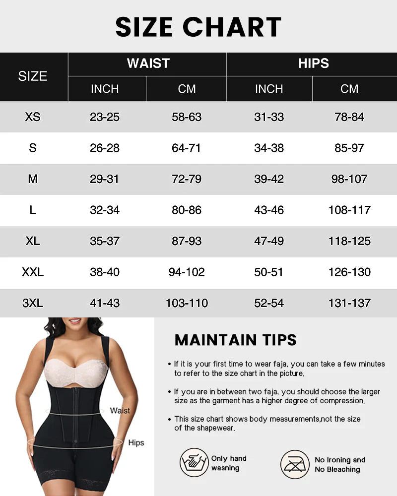 Post-Surgery Tummy Tuck Compression Garment - Waist Trainer size chart