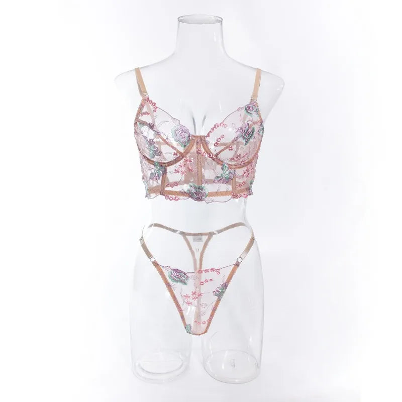 Contrast Lace Deep V Slip Nightdress