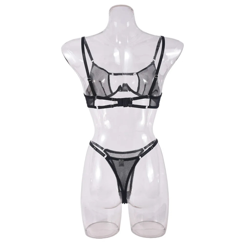 Sheer Lace Wireless Bra & Thong Set