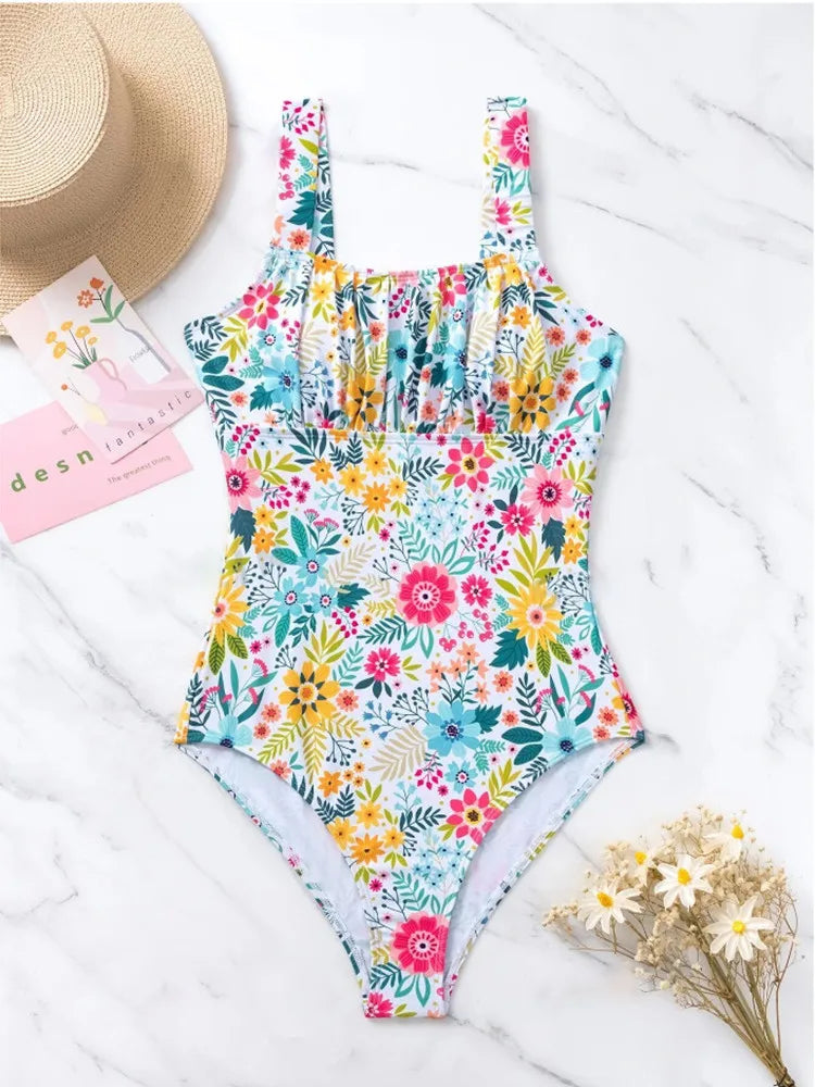 Women’s Floral Print Monokini – Sexy One-Piece Swimsuit