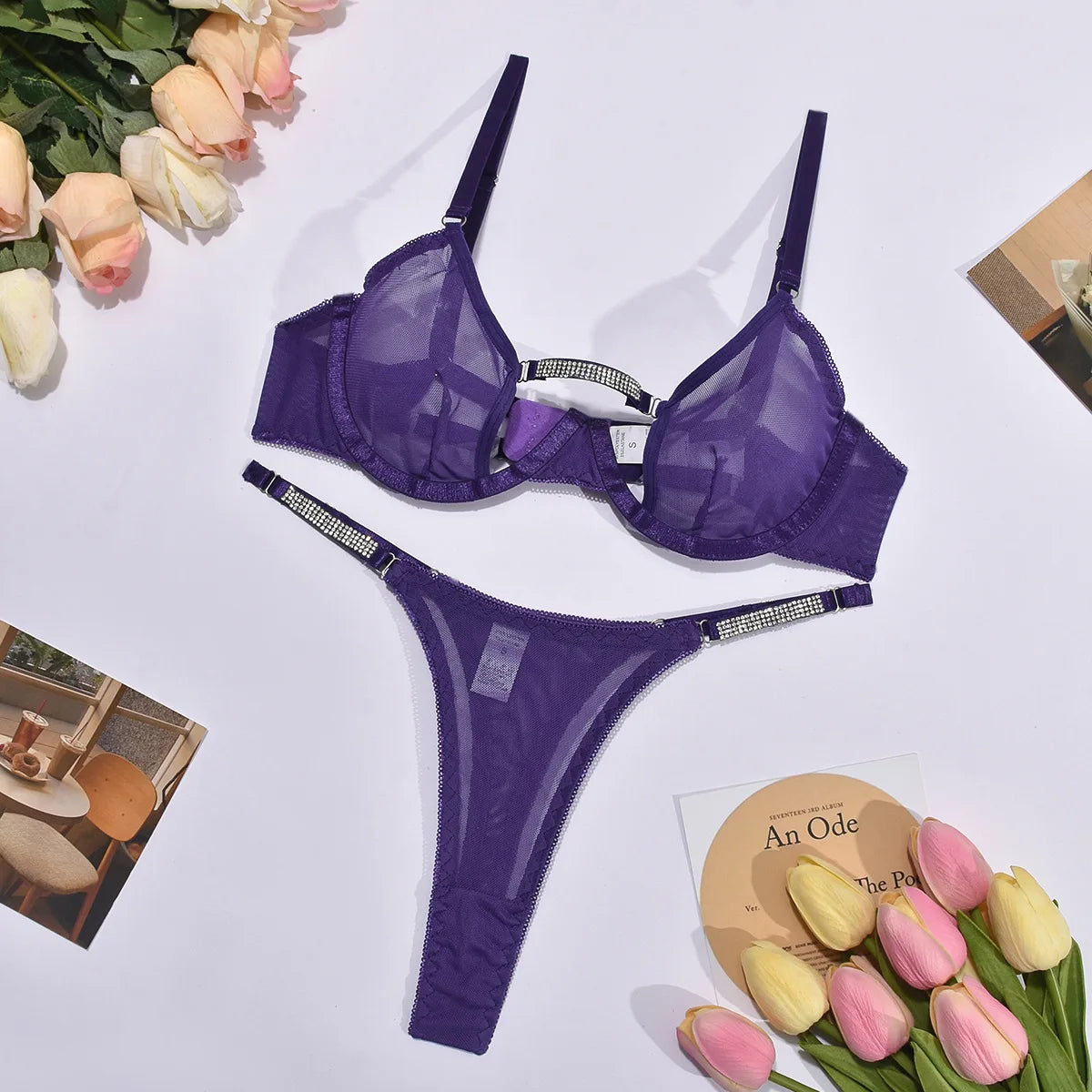 Sheer Lace Wireless Bra & Thong Set