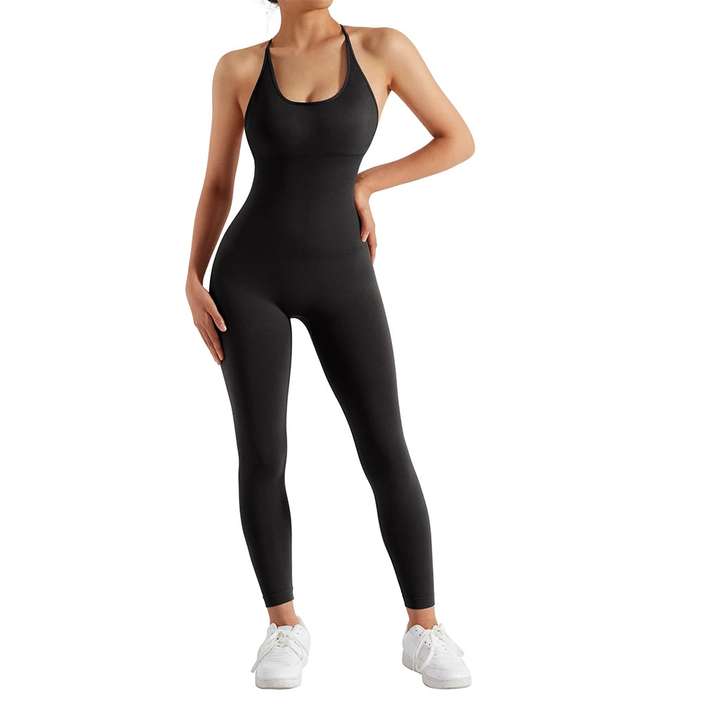 Sleeveless Bodycon Jumpsuit – Women’s Full-Season Fitness & Casual Sporty Playsuit