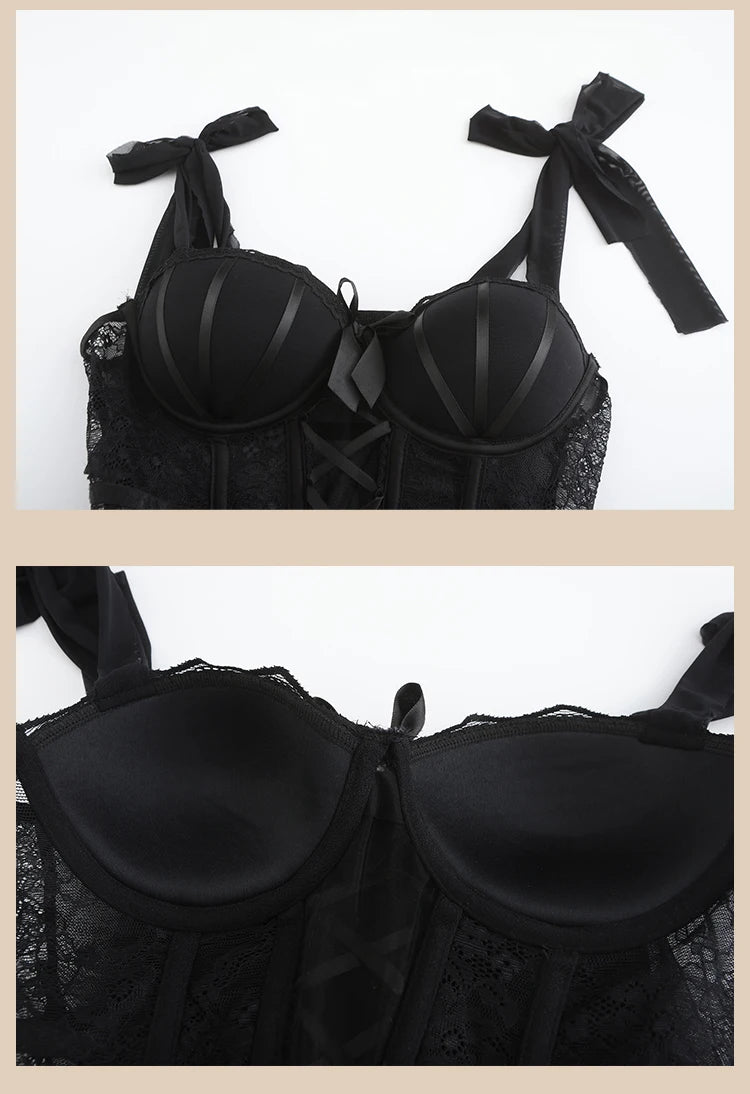 Luxury French Lace Corset Lingerie Set Bra and Panty Bralette