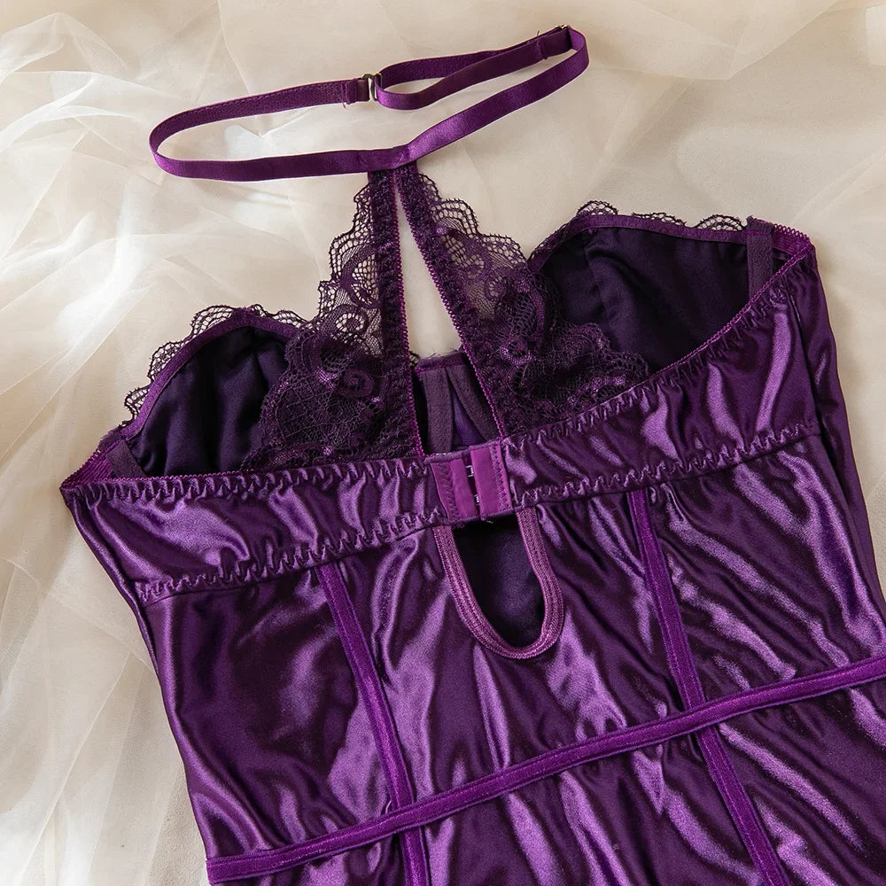 Blue Gradient Push-Up Bra & Garter Set