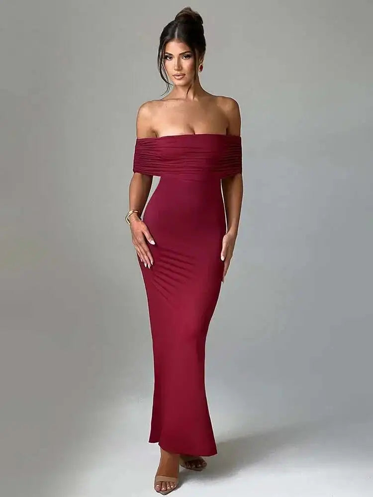 Townlike Elegant Mermaid Maxi Long Dress Women Off Shoulder 2024 Summer Dress Backless Nightclub Sexy Party Dresses