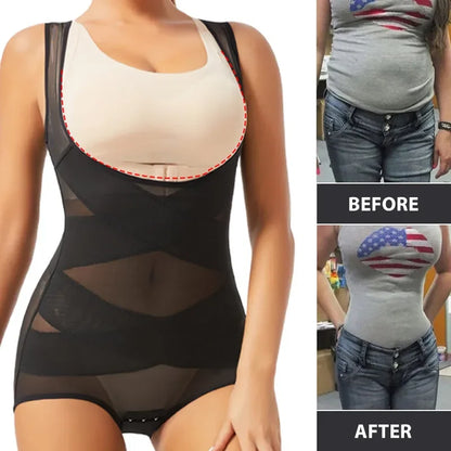 Full Body Shaper Bodysuit – Seamless Tummy Control Mesh Corset with Butt Lifter