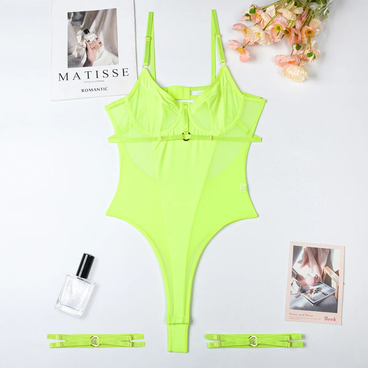 Backless Mesh Patchwork Bodysuit (Crotchless)