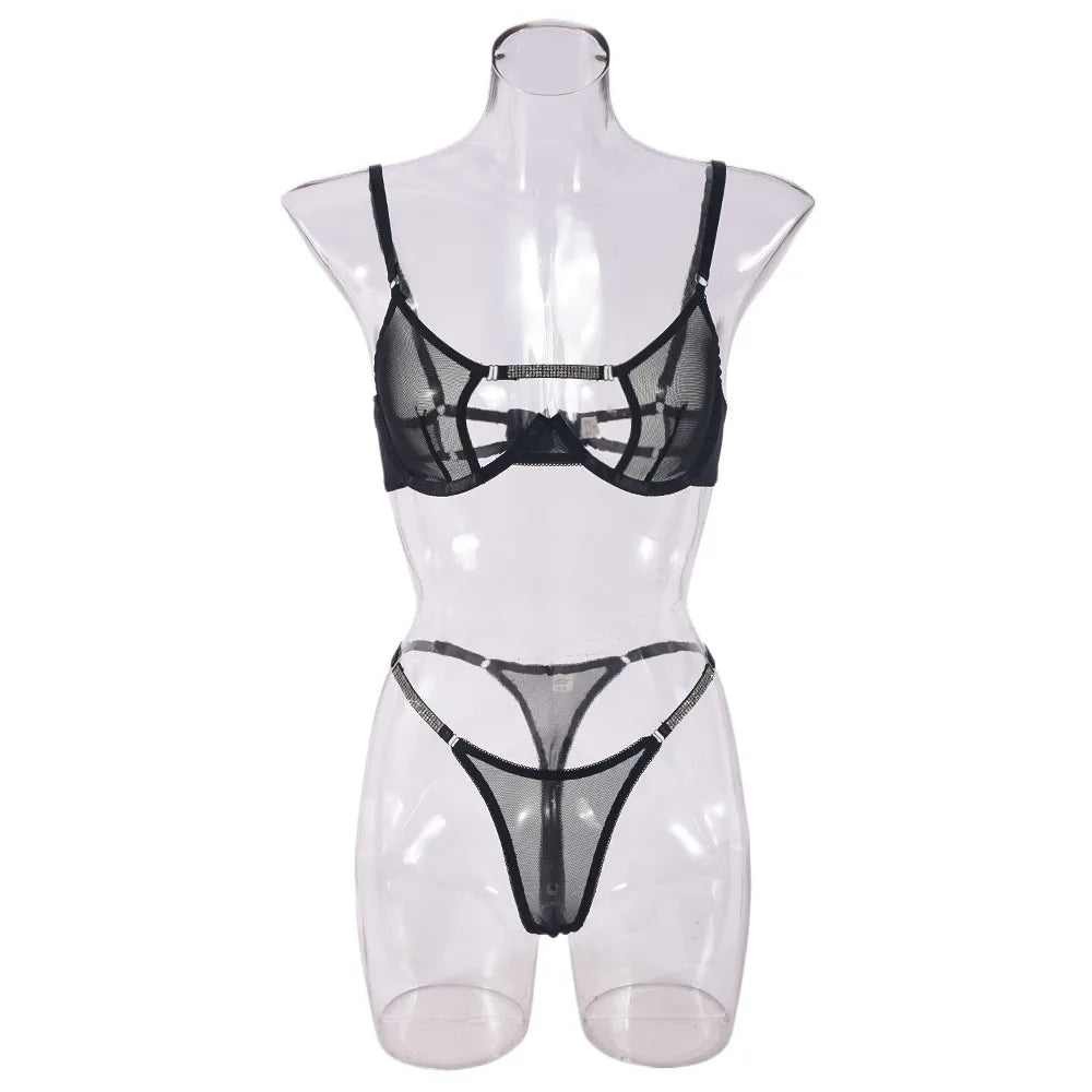 Sheer Lace Wireless Bra & Thong Set