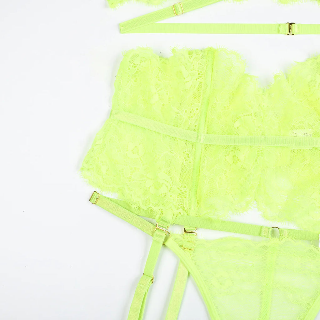 Patchwork Lace Lingerie Set – 3 Piece
