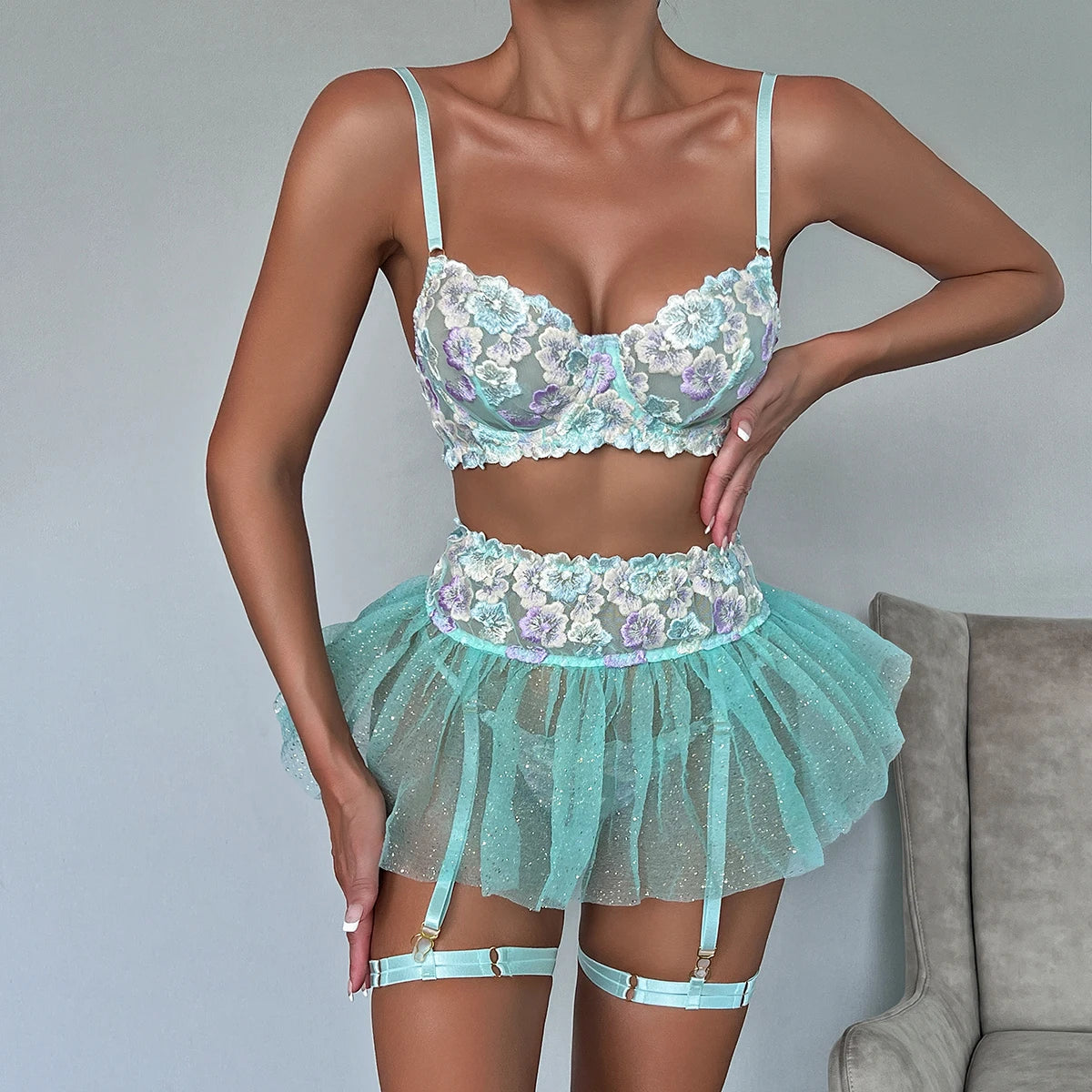 Fairy Lace Transparent Lingerie Set (3pcs)