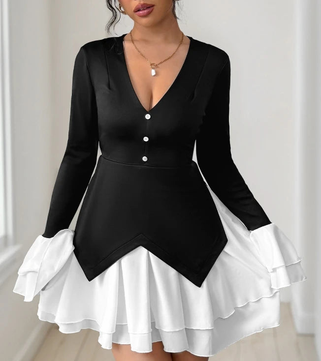 Monochrome Muse – A-Line Mini Dress