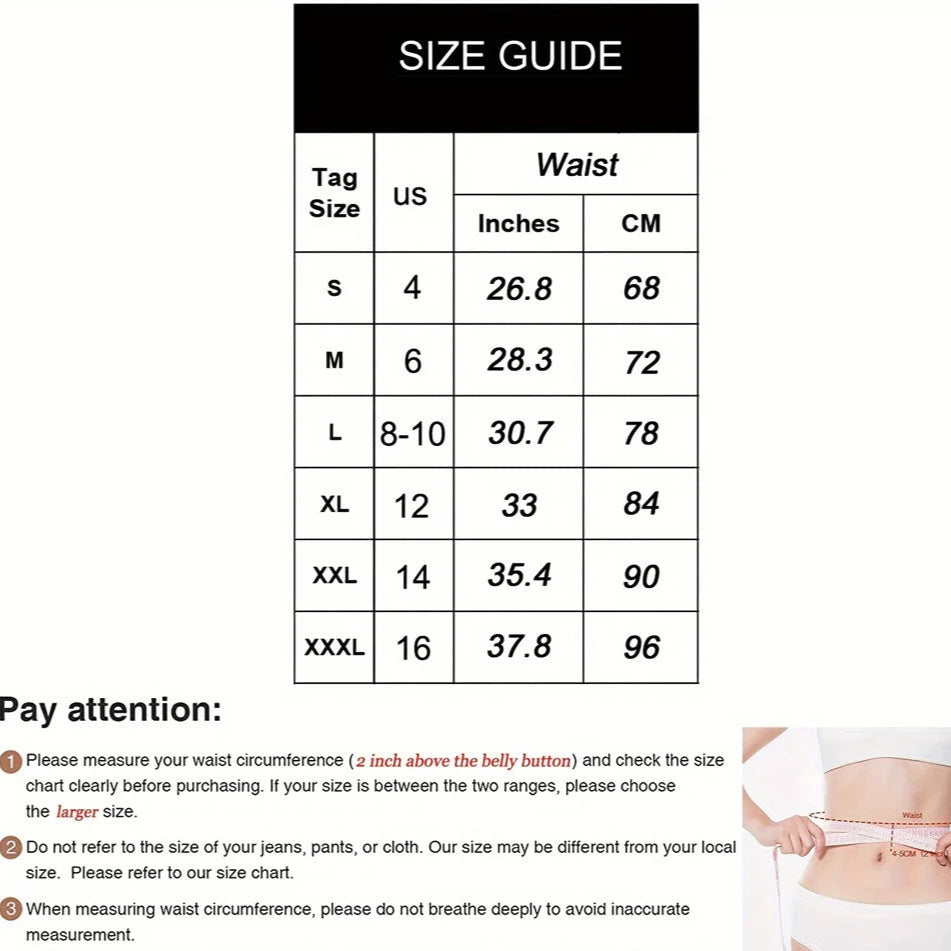 Breathable Neoprene Waist Trainer Trimmer Belt for Women size chart