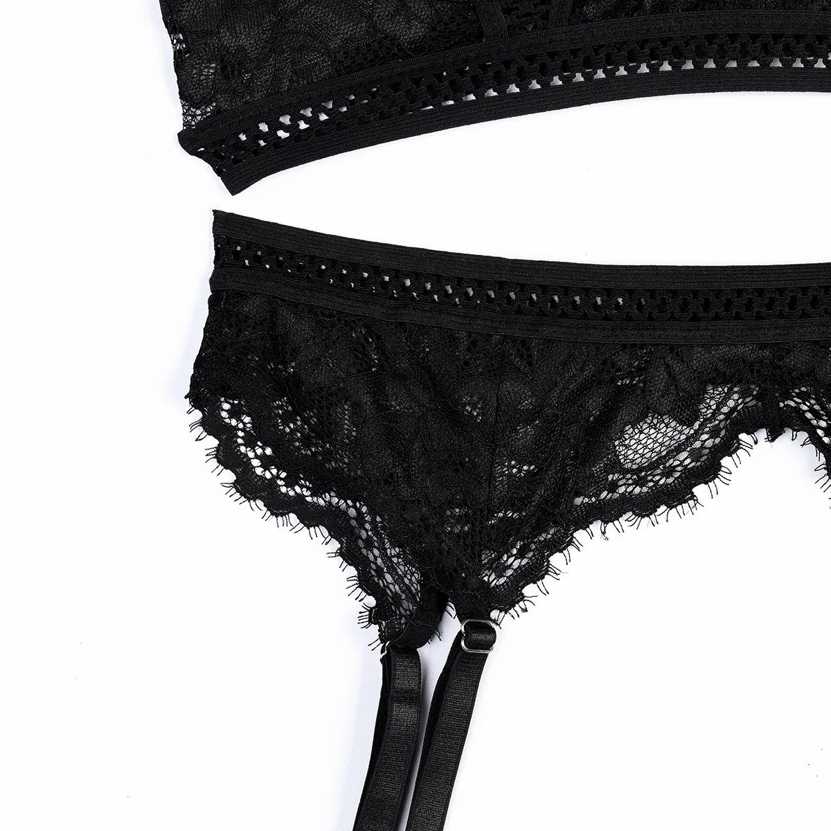 Classic Black Lace Hollow-Out Lingerie Set
