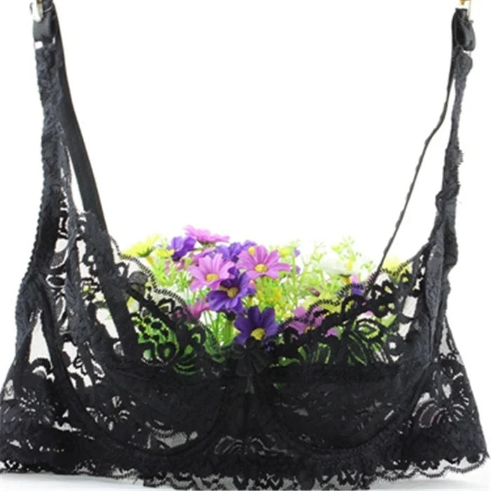 Sexy Lace Flower Bra Transparent Underwear Push Up Bras For Women Bralette Lace Bra Lingerie Intimates Bh Soutien Gorge Fashion