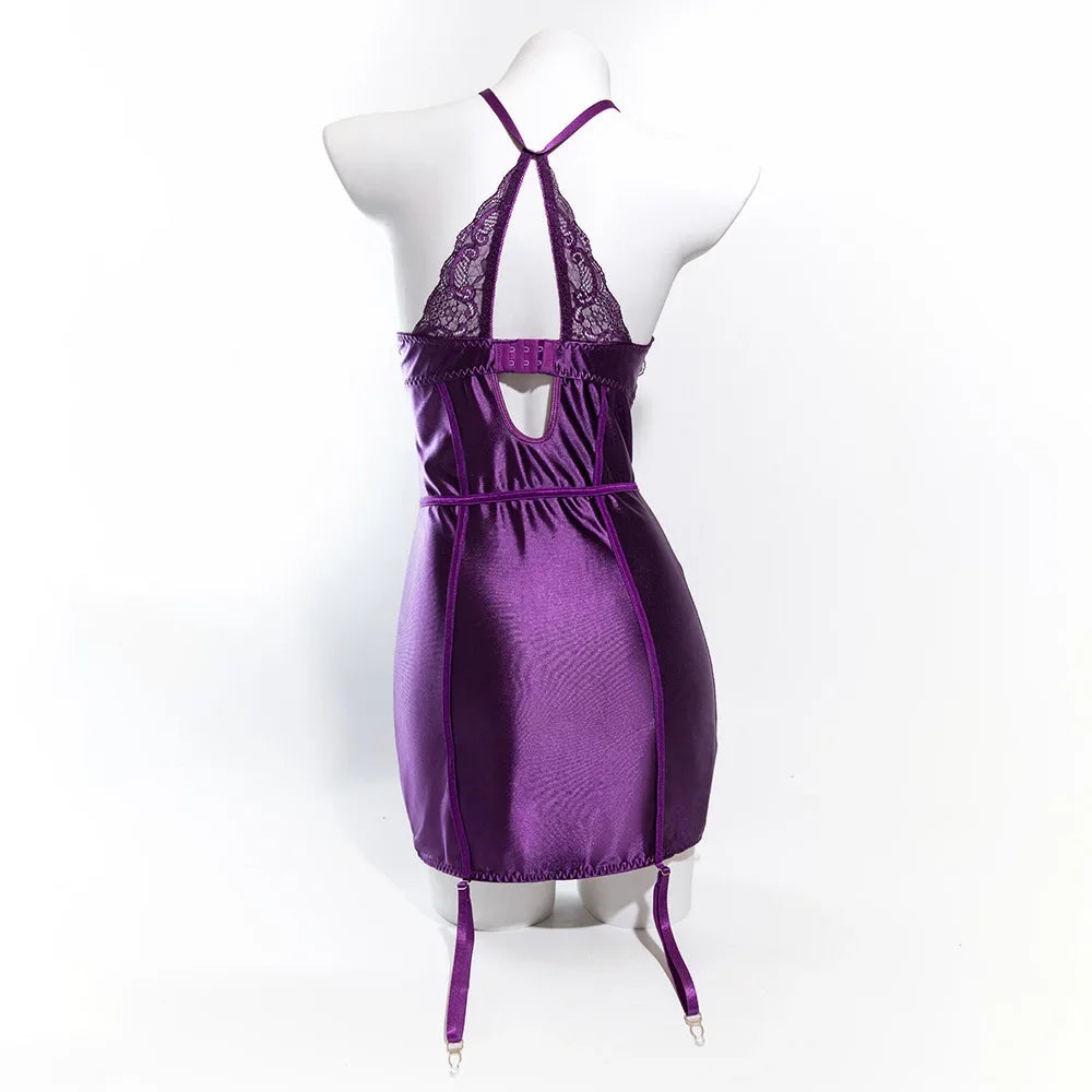 Blue Gradient Push-Up Bra & Garter Set