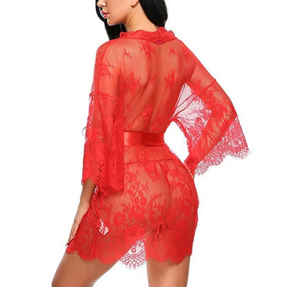 Women's Sexy Lace Nightdress – Flirty Babydoll Lingerie with Bow Detail