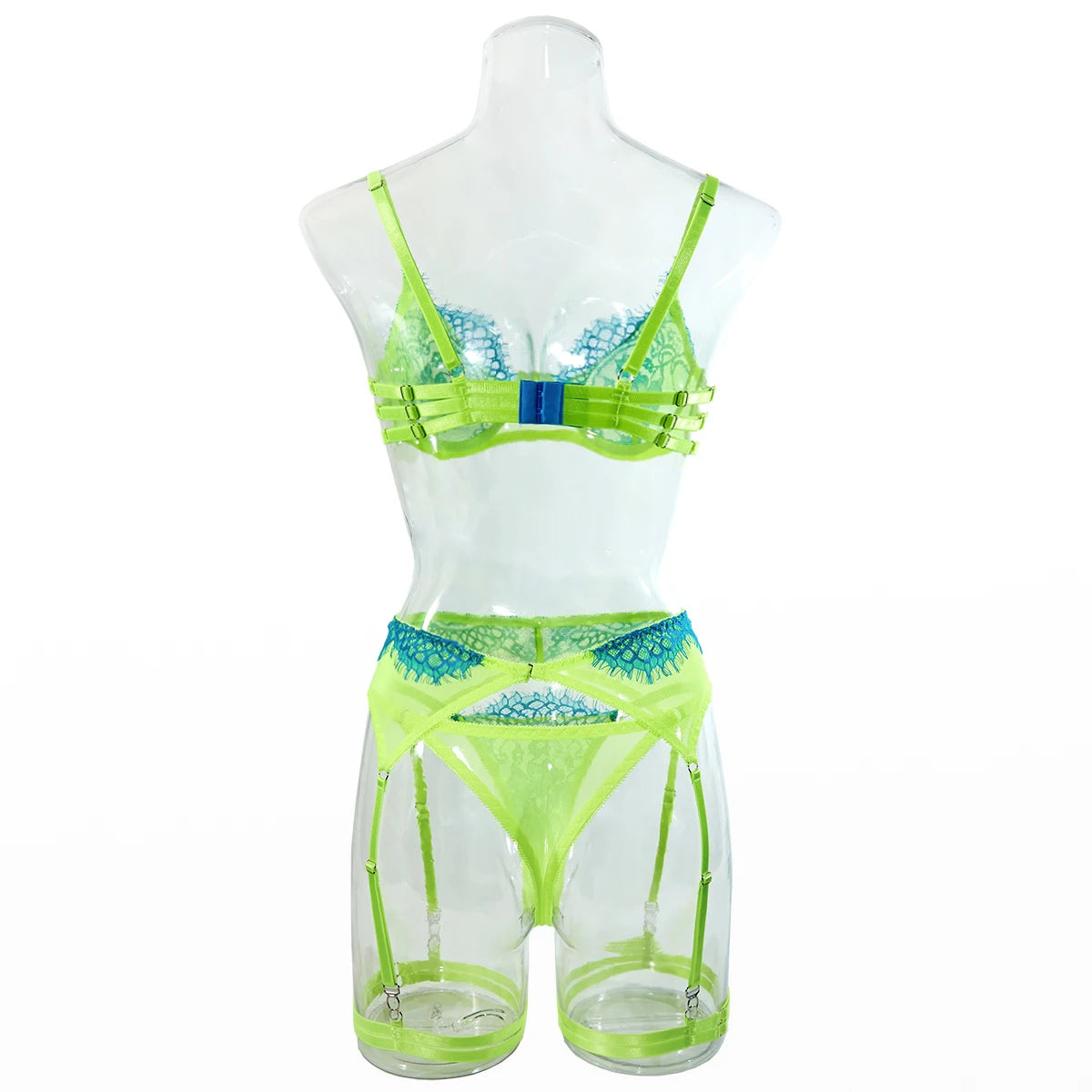 Blue Embroidered Lace Bra & Panty Set