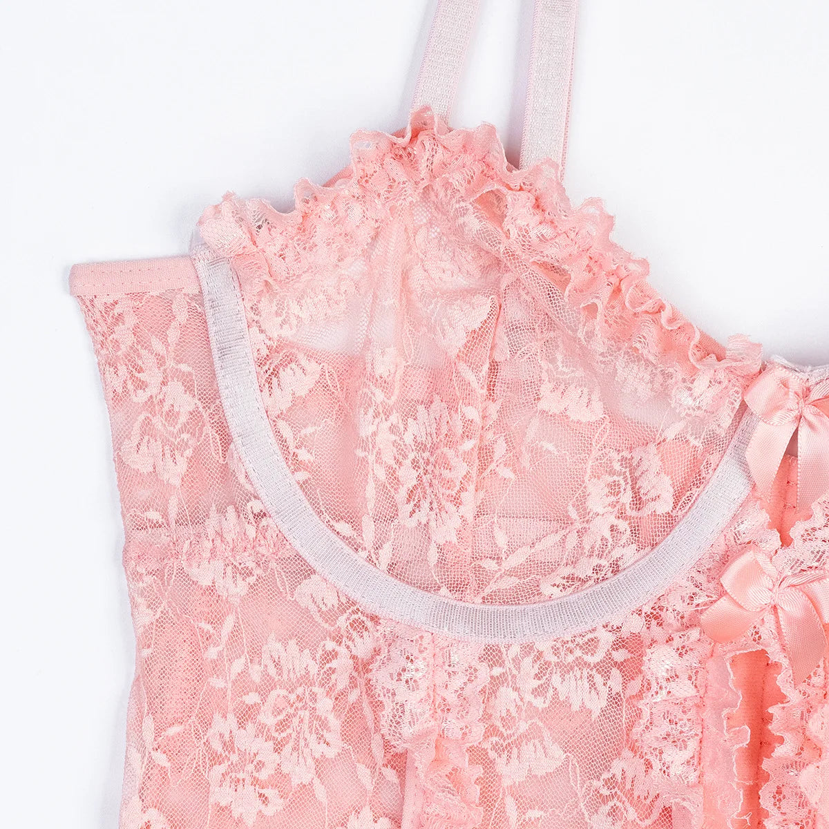 Lace Panel Padded Bra & Thong Set (Underwire)