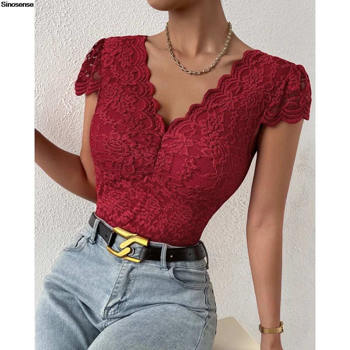 Women’s Floral Embroidery Lace Teddy – V-Neck Backless Bodysuit