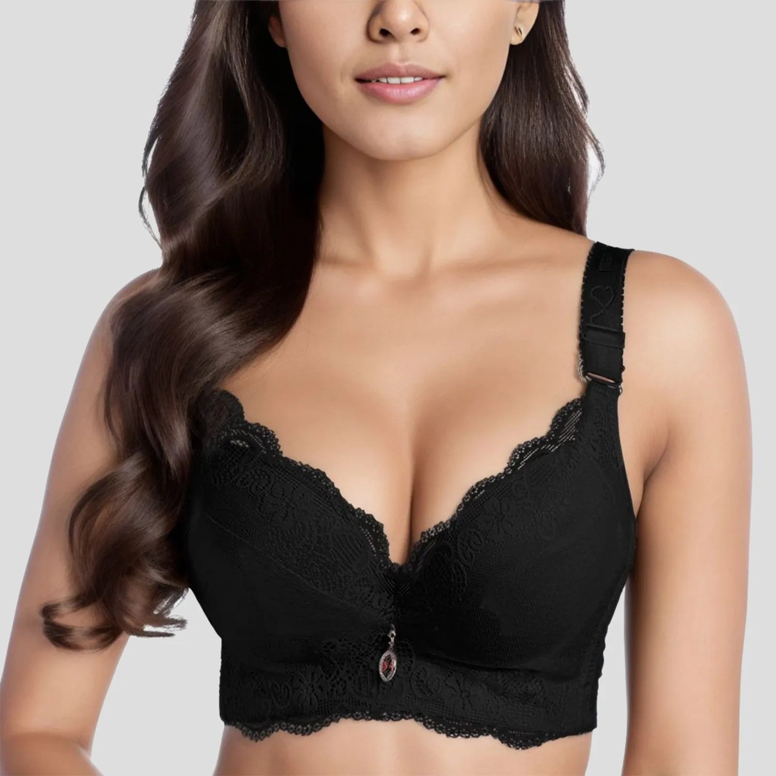 Strapless Lace Push-Up Bra – Padded Underwear with Hook & Eye Closure