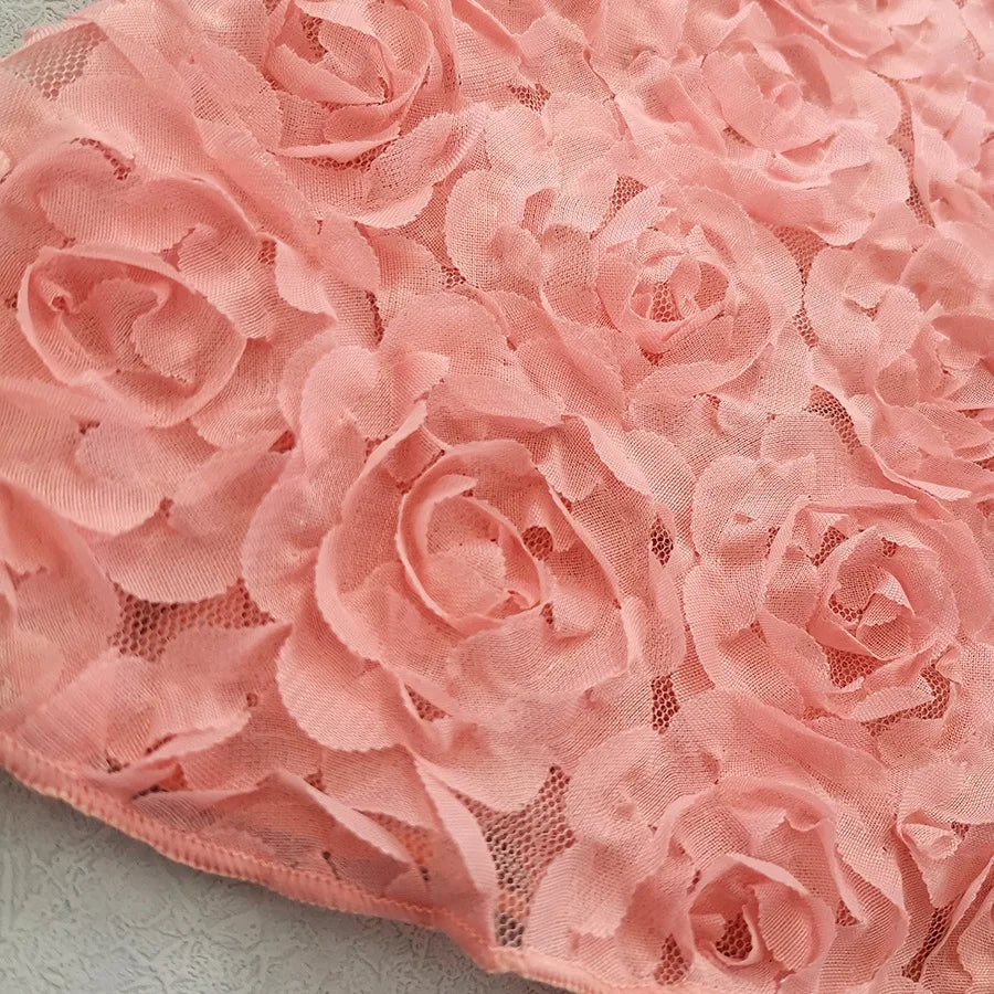 Women's Sexy 3 Piece Bikini Set 3D Flower Beach Skirt Swimsuit Pure Pink Triangle Halter Backless Thong Swimwear 2025 Summer New