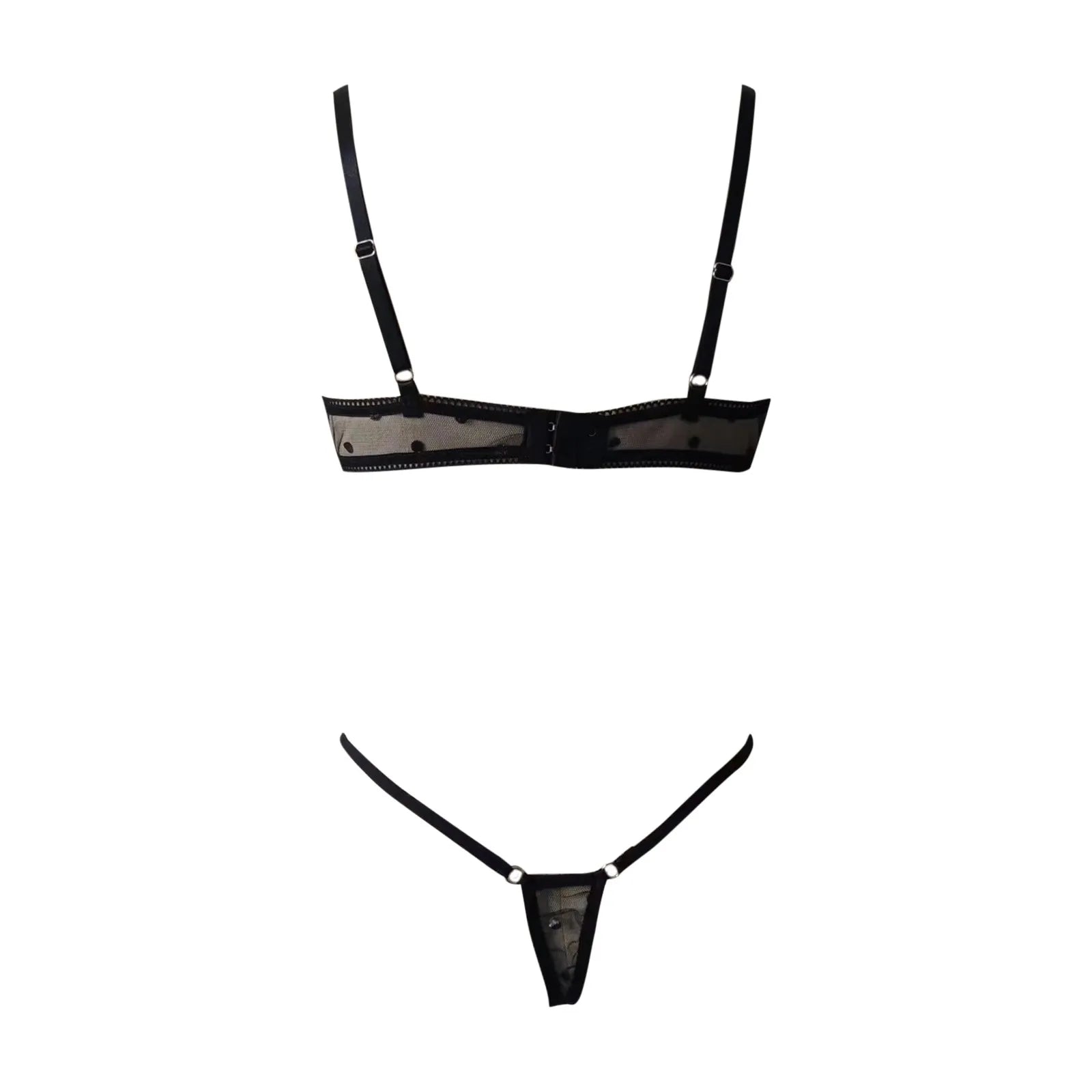 Dot Mesh Lace Underwire Bra & Thong Set