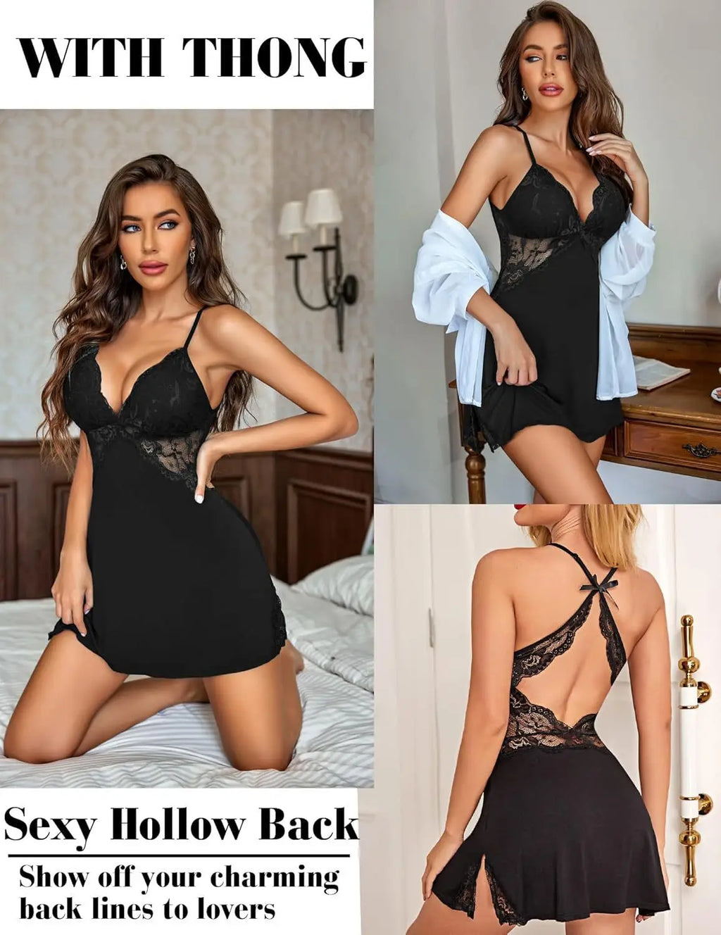 Women’s Lace Lingerie Sleepwear Babydoll Teddy Dress