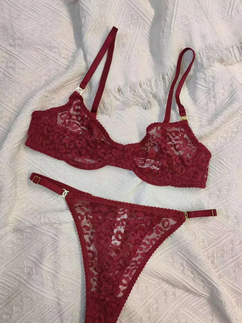 Hollow Lace Underwire Bra & Thong Set (Bunny Girl)