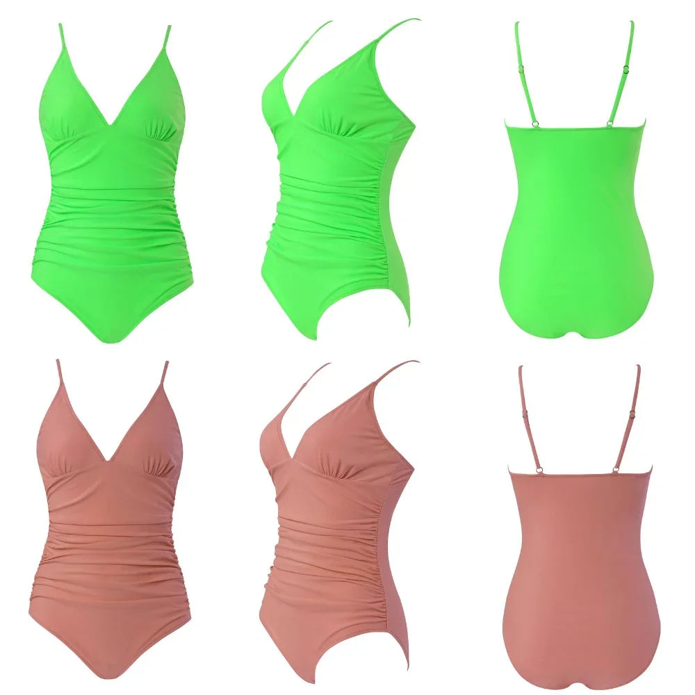 Women’s Halter Push-Up One-Piece Swimsuit – Plus Size Tankini