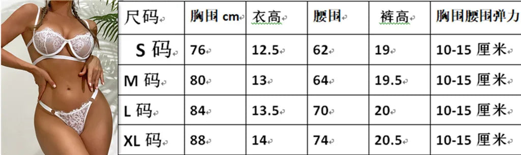 Embroidery Lace Bra Set – Push Up Transparent Lingerie