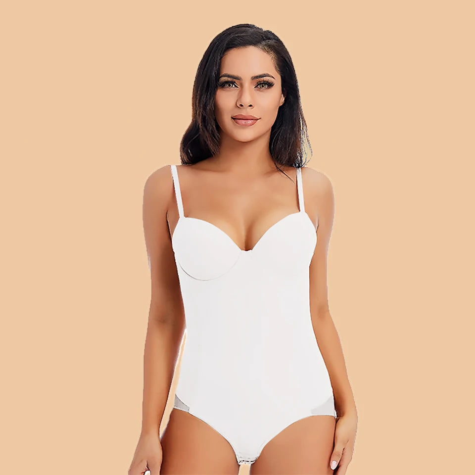 Women's White Underwire Bodysuit – Stretch Silky Shapewear