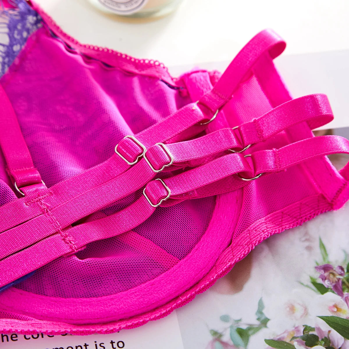 Blue Embroidered Lace Bra & Panty Set