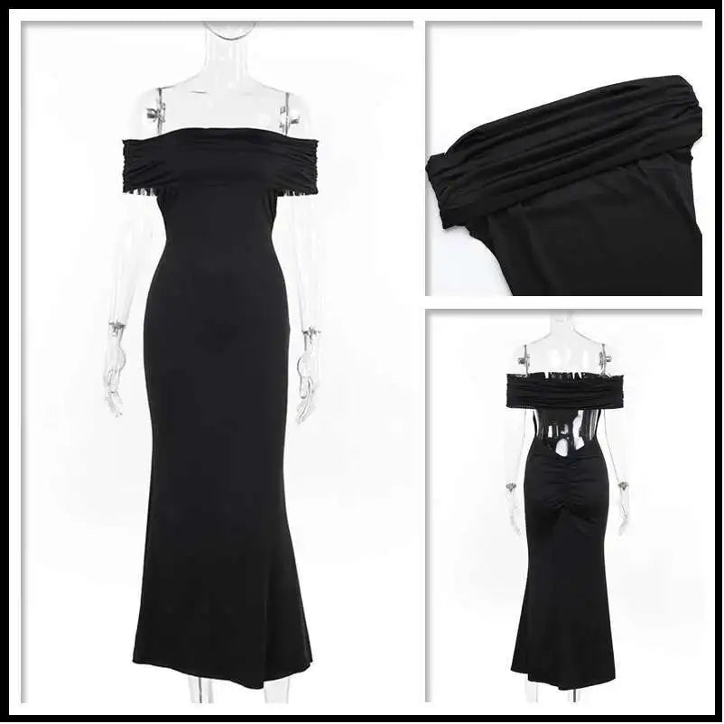 Townlike Elegant Mermaid Maxi Long Dress Women Off Shoulder 2024 Summer Dress Backless Nightclub Sexy Party Dresses